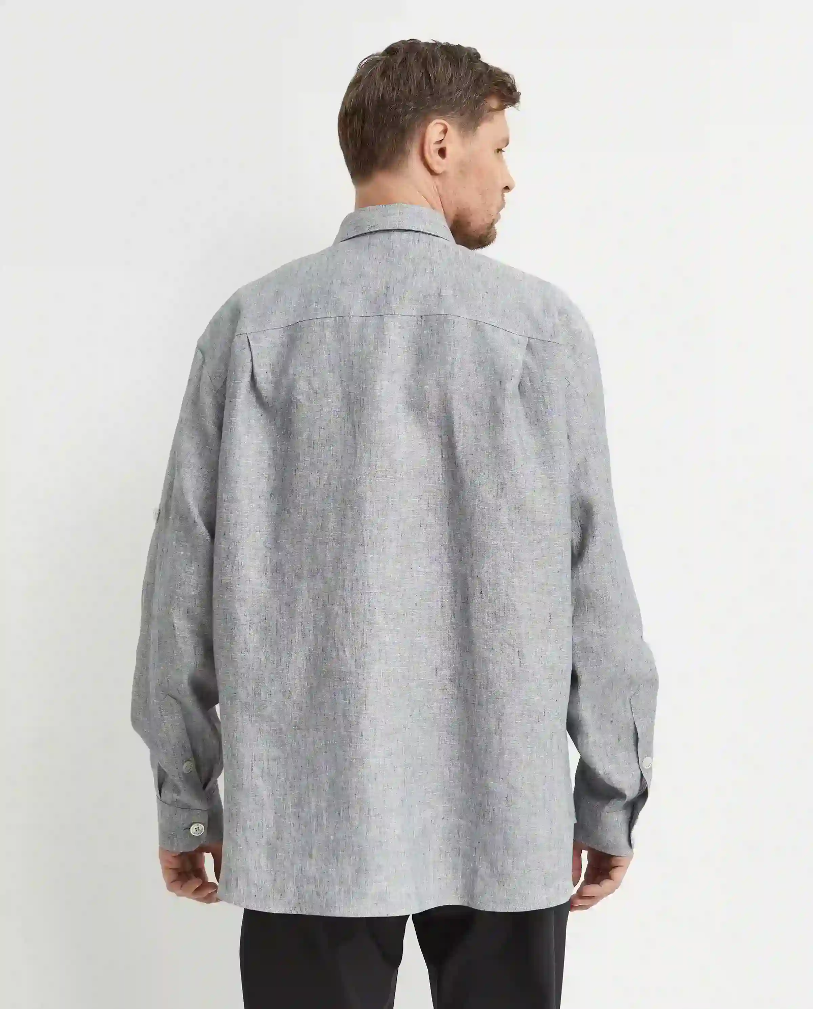 Lniana szara koszula - Image #3