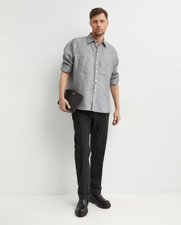 Lniana szara koszula - Image #2