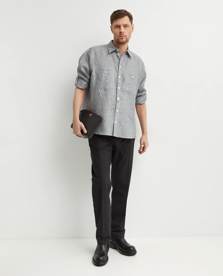 Lniana szara koszula - Image #2