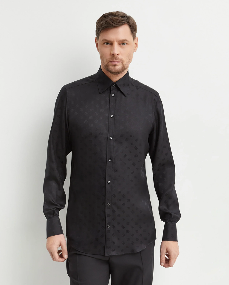 Czarna jedwabna koszula z logo Martini