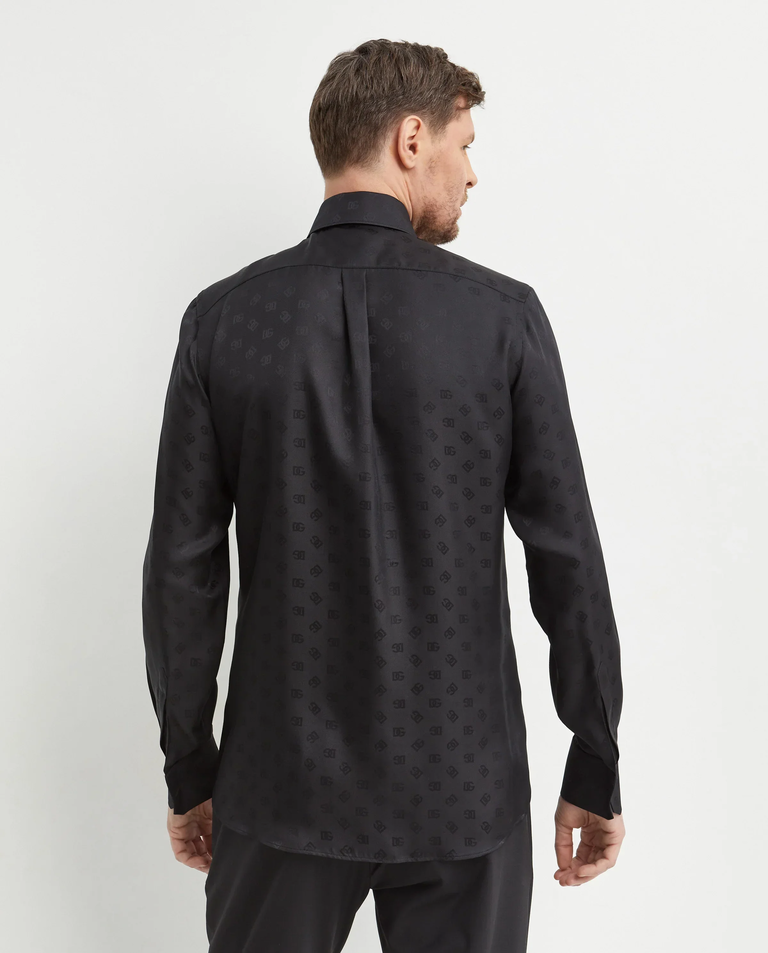 Czarna jedwabna koszula z logo Martini - Image #3