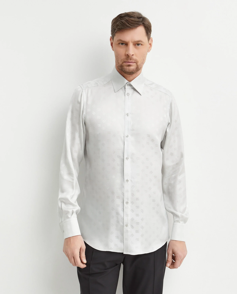 Jedwabna koszula z żakardowym logo Martini