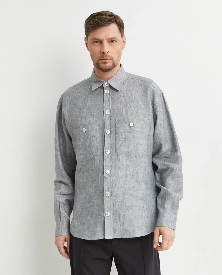 Lniana szara koszula