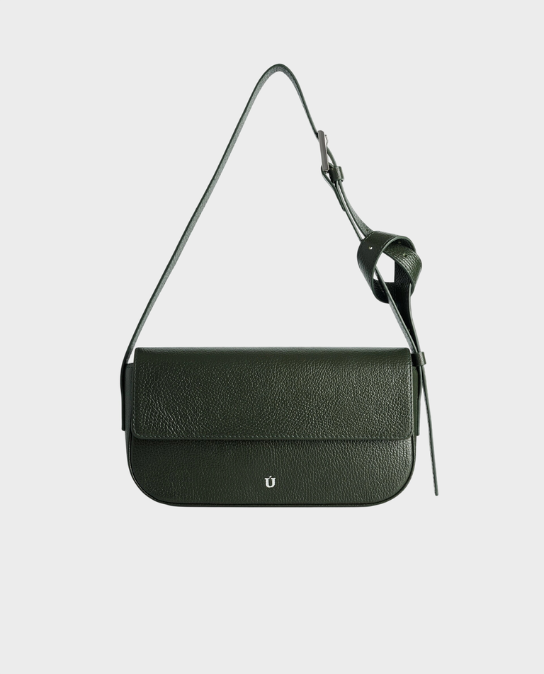 Ciemnozielona torebka na ramię Baguette