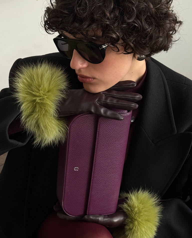 Fioletowa torebka na ramię Baguette