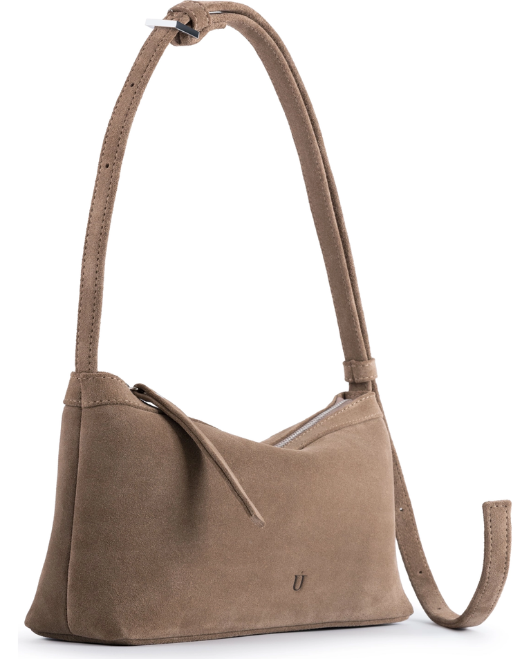 Skórzana torebka na ramię Anny Dark Beige - Image #4