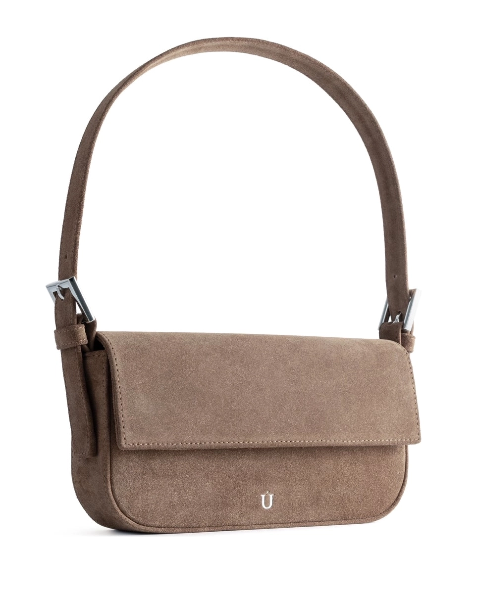 Skórzana torebka na ramię Anny Dark Beige - Image #6