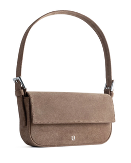 Skórzana torebka na ramię Anny Dark Beige - Image #6