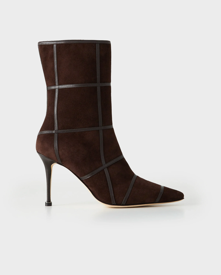 Ciemnobrązowe zamszowe botki Trulonapla 90