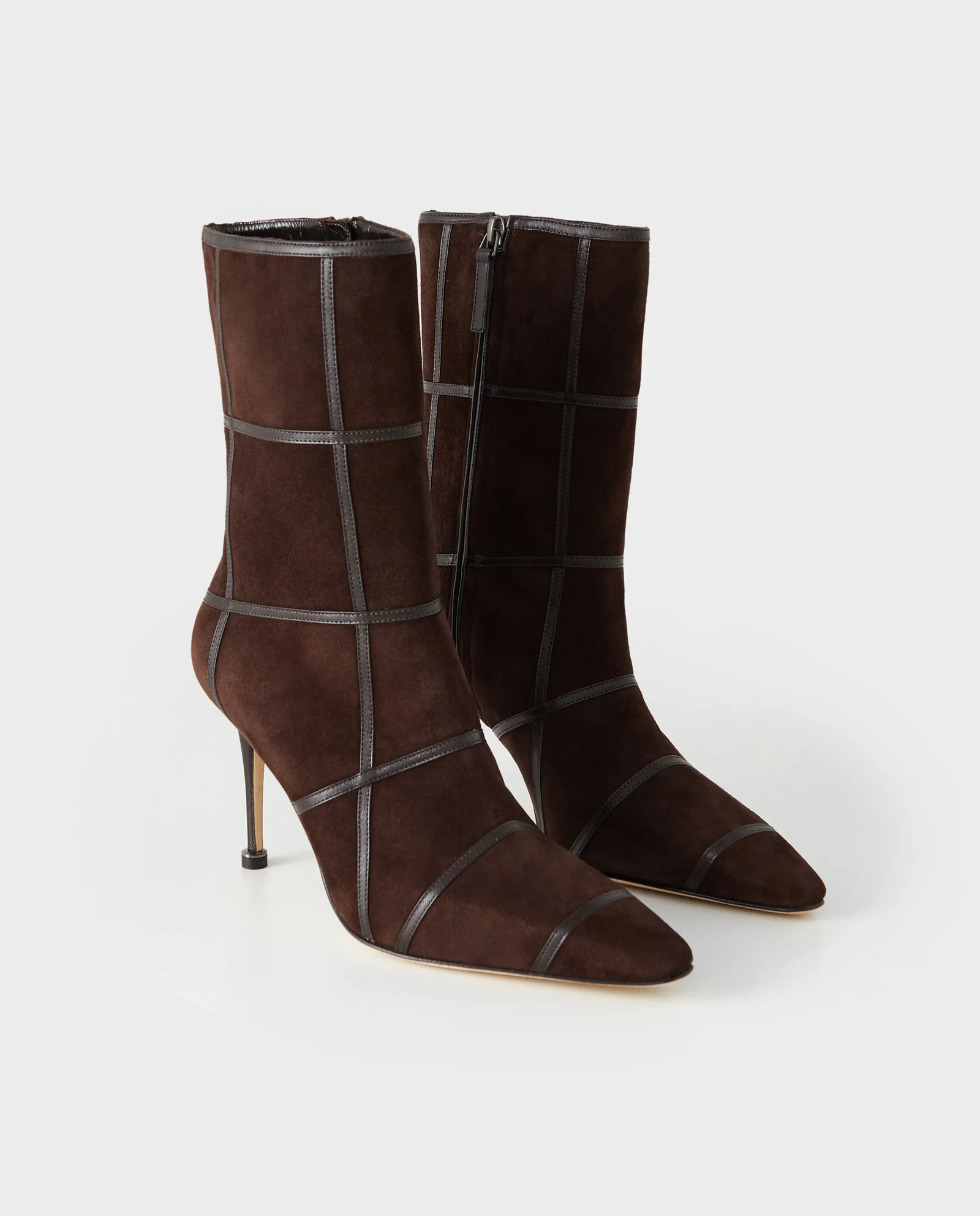 Ciemnobrązowe zamszowe botki Trulonapla 90 - Image #1