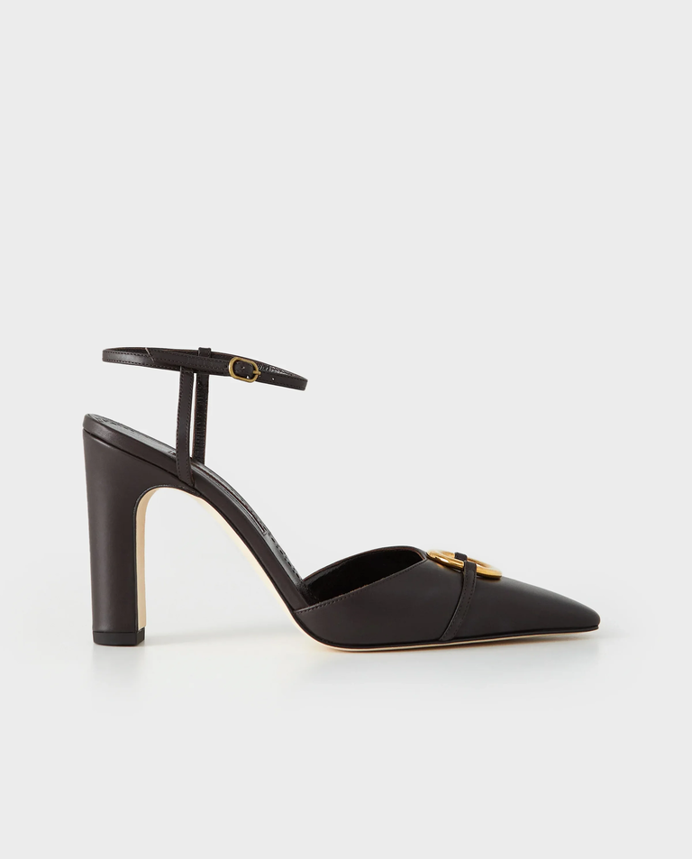 Brązowe skórzane czółenka 105