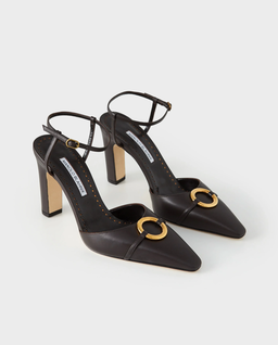 Brązowe skórzane czółenka 105 - Image #2