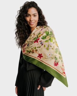 Jedwabna apaszka Botanic Green - Image #1