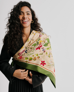 Jedwabna apaszka Botanic Green - Image #2