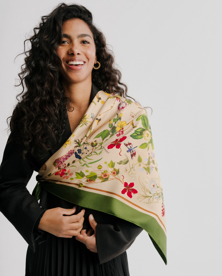 Jedwabna apaszka Botanic Green - Image #2