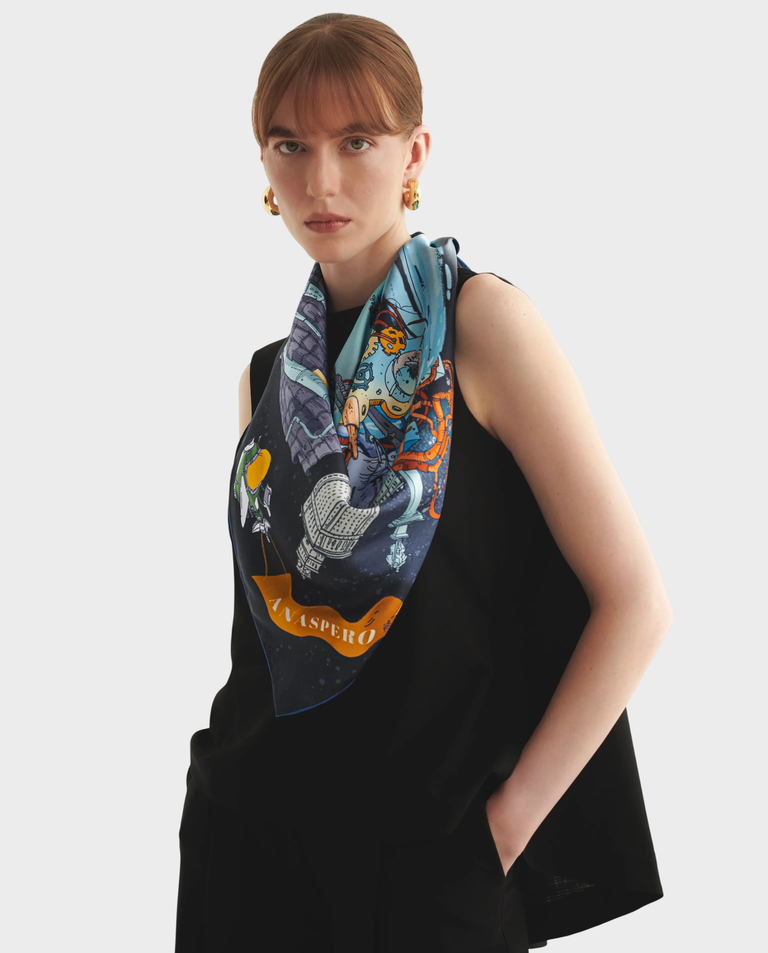 Jedwabna apaszka Warsaw by night