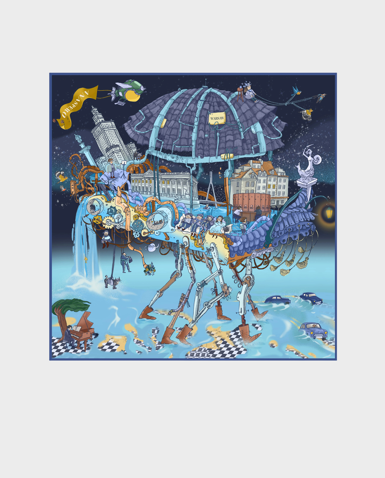 Jedwabna apaszka Warsaw by night