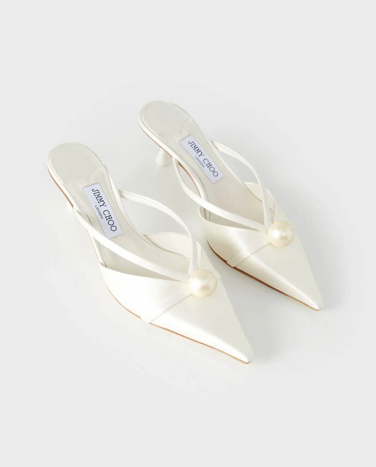 Satynowe mule na obcasie Sana 50