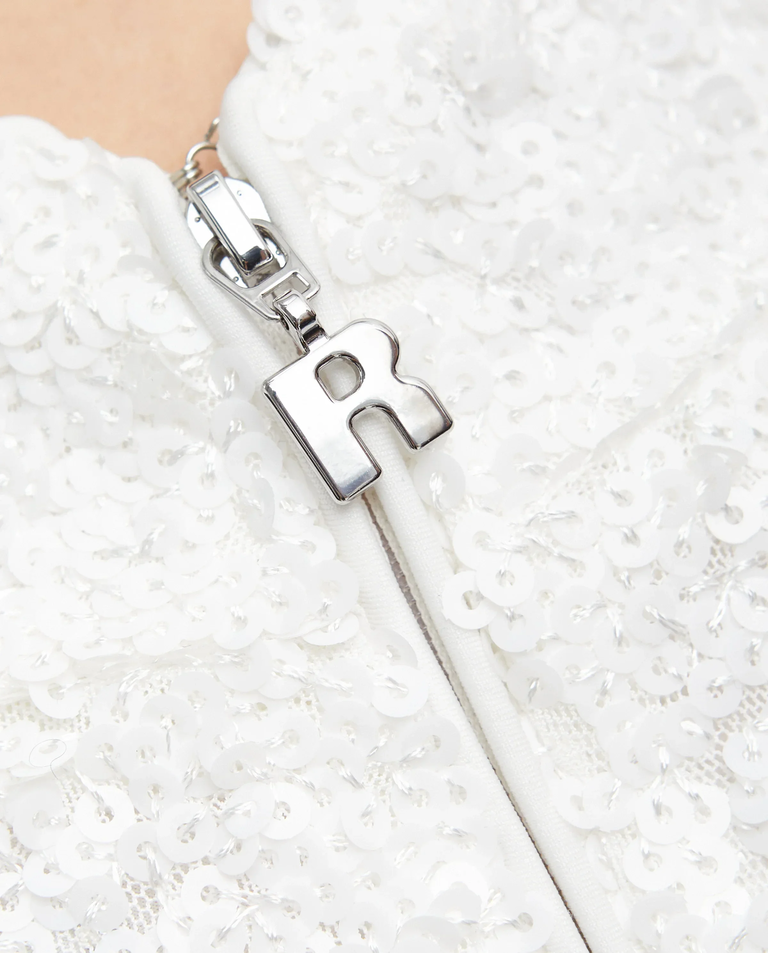 Biała cekinowa sukienka mini - Image #6