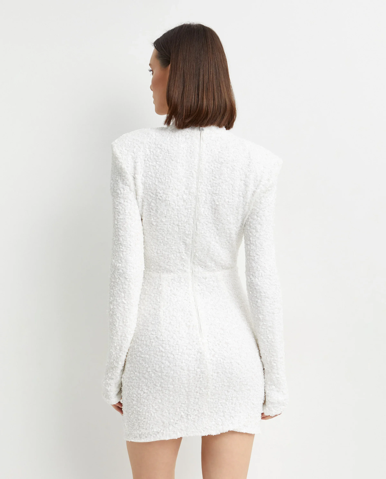 Biała cekinowa sukienka mini - Image #4