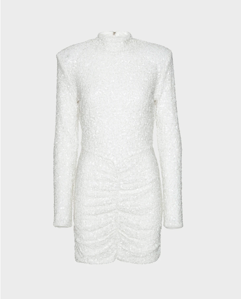 Biała cekinowa sukienka mini - Image #1