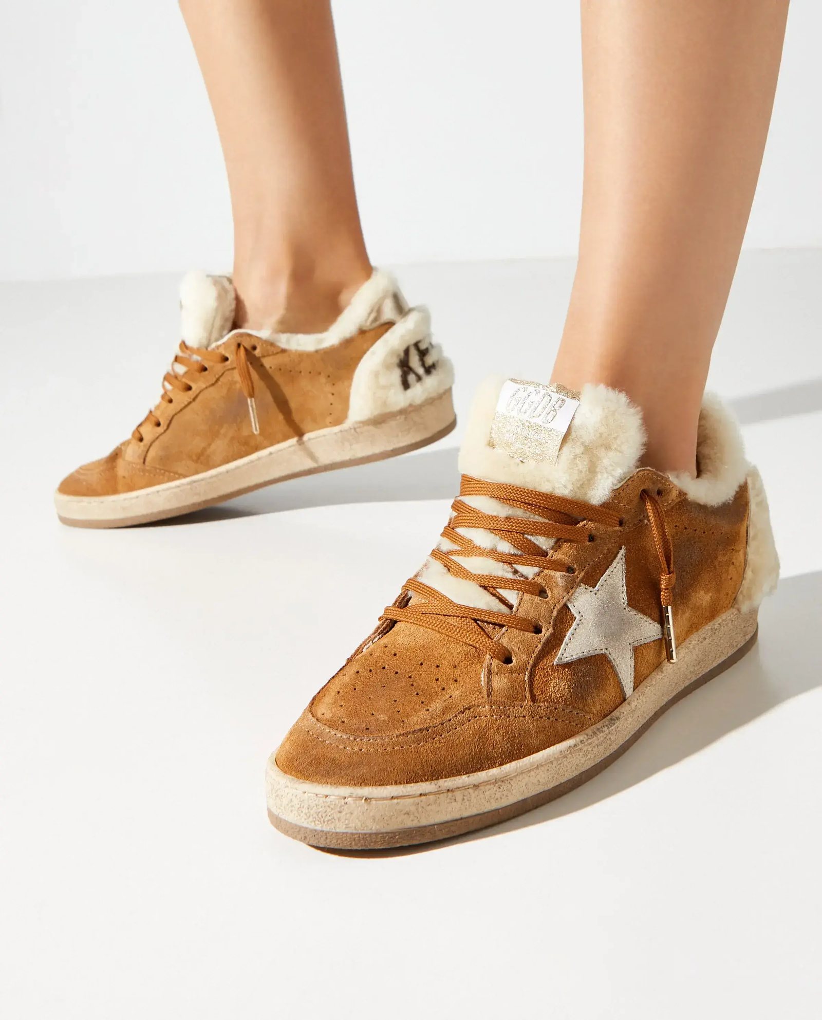 Brązowe skórzane sneakersy BallStar - Image #1