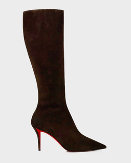 Brązowe kozaki na szpilce Miss Z 80 - Image #0