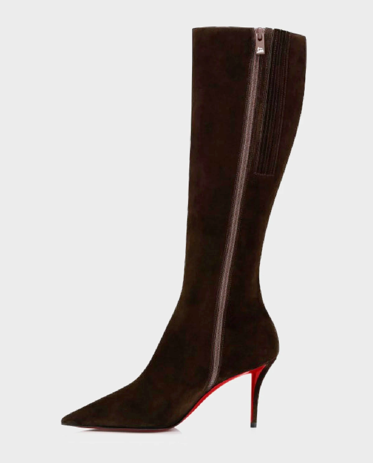 Brązowe kozaki na szpilce Miss Z 80 - Image #4