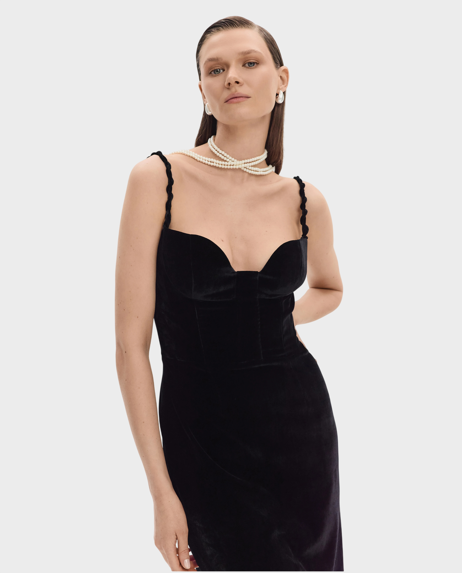 Czarna sukienka gorsetowa midi Gia - Image #1