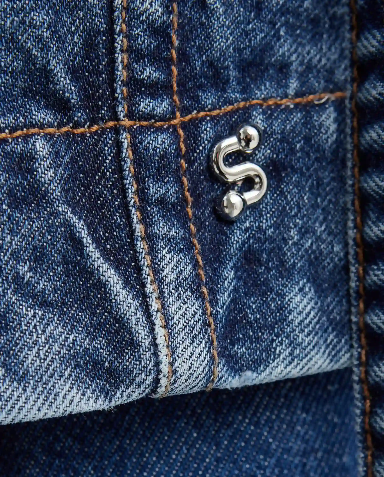 Jeansowa ciemnoniebieska bluzka - Image #3