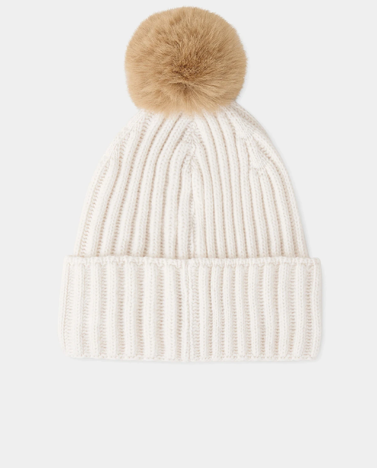 Biała czapka z pomponem Ranya