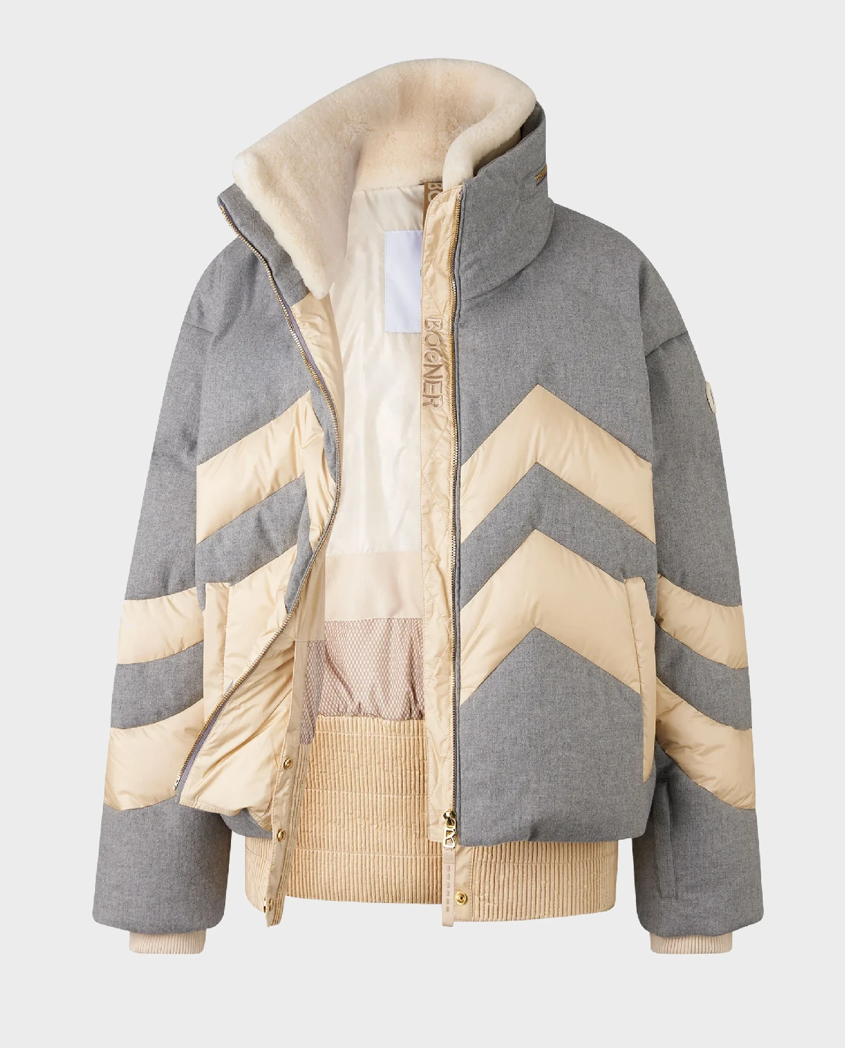 Szaro-kremowa kurtka puchowa Valea - Image #1