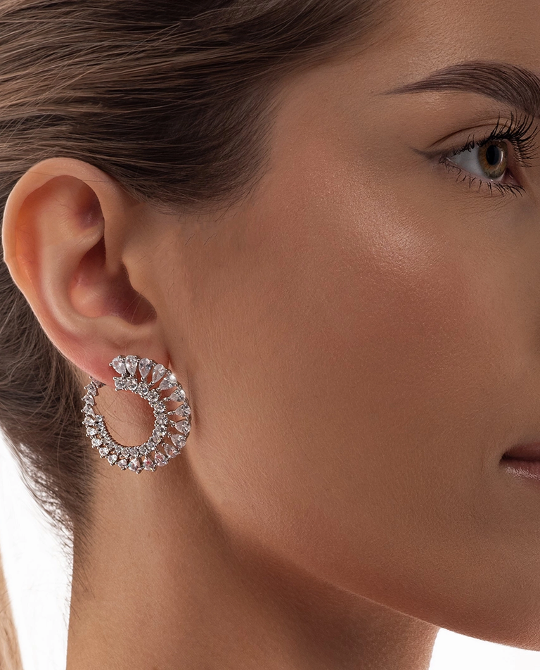 Okrągłe kolczyki z cyrkoniami Mia - Image #2