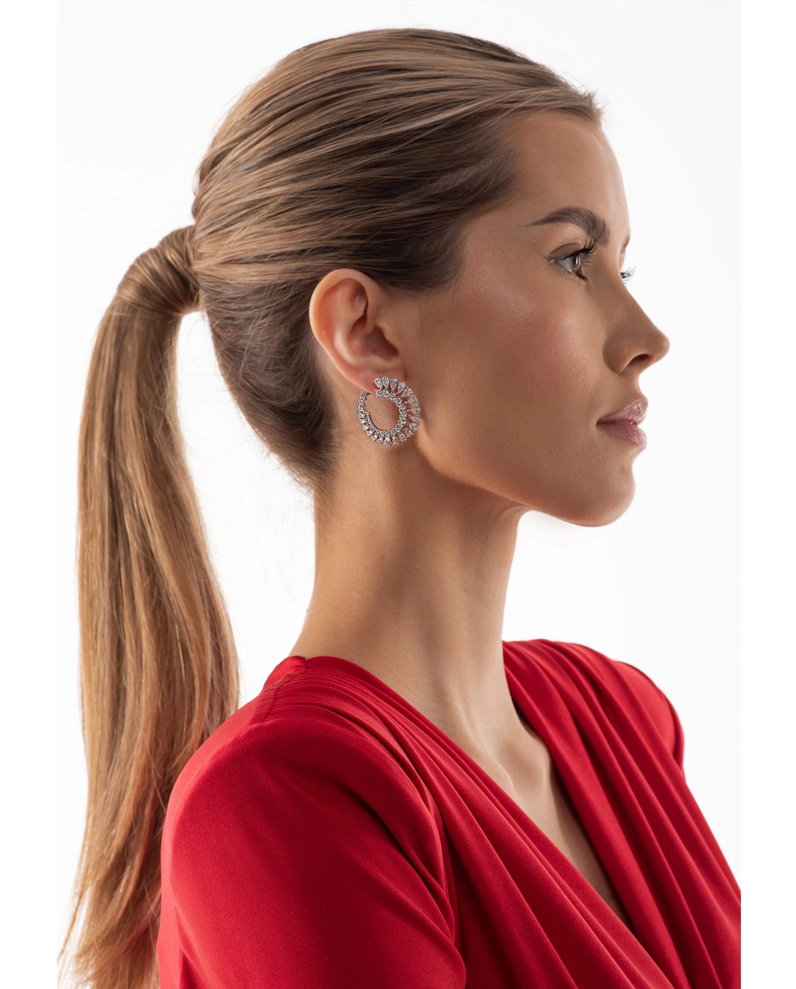 Okrągłe kolczyki z cyrkoniami Mia - Image #3