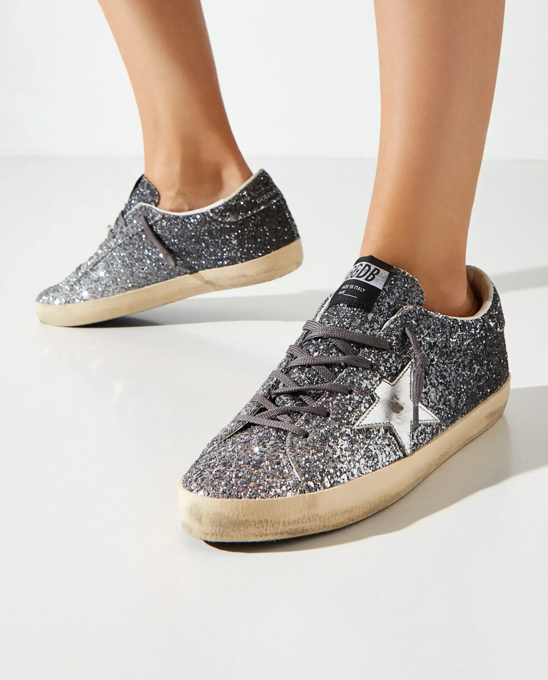 Skórzane sneakersy z brokatem Super Star