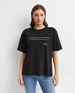 Czarny bawełniany t-shirt z nadrukiem - Image #0