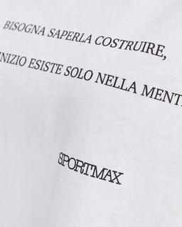 Biały bawełniany t-shirt z nadrukiem - Image #4