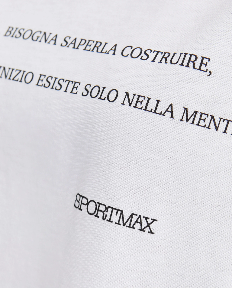 Biały bawełniany t-shirt z nadrukiem - Image #4