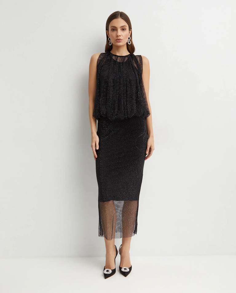 Czarna sukienka z kryształkami