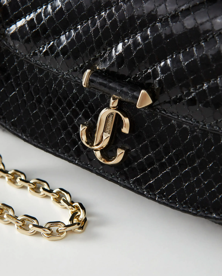 Czarna kopertówka we wzór skóry węża Avn - Image #4