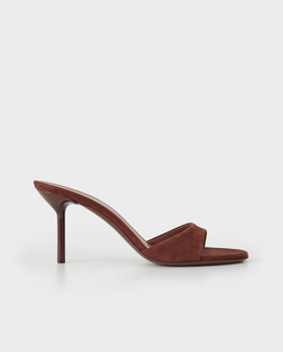 Brązowe klapki na szpilce Lidia 70 - Image #0