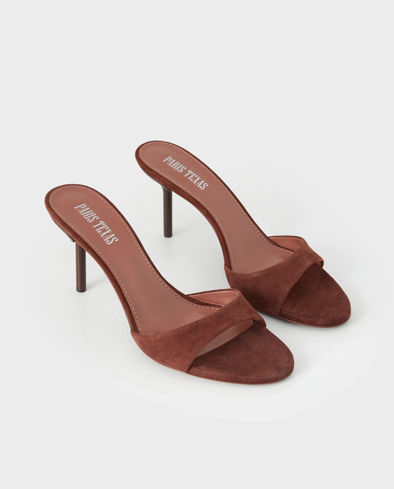 Brązowe klapki na szpilce Lidia 70