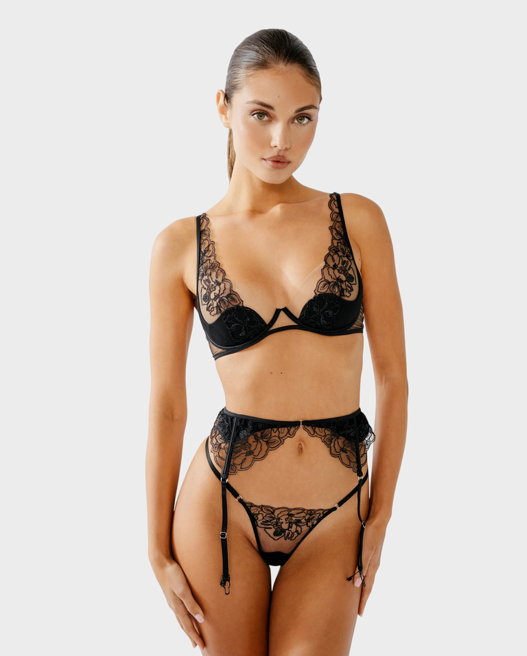 Biustonosz z haftem Rose