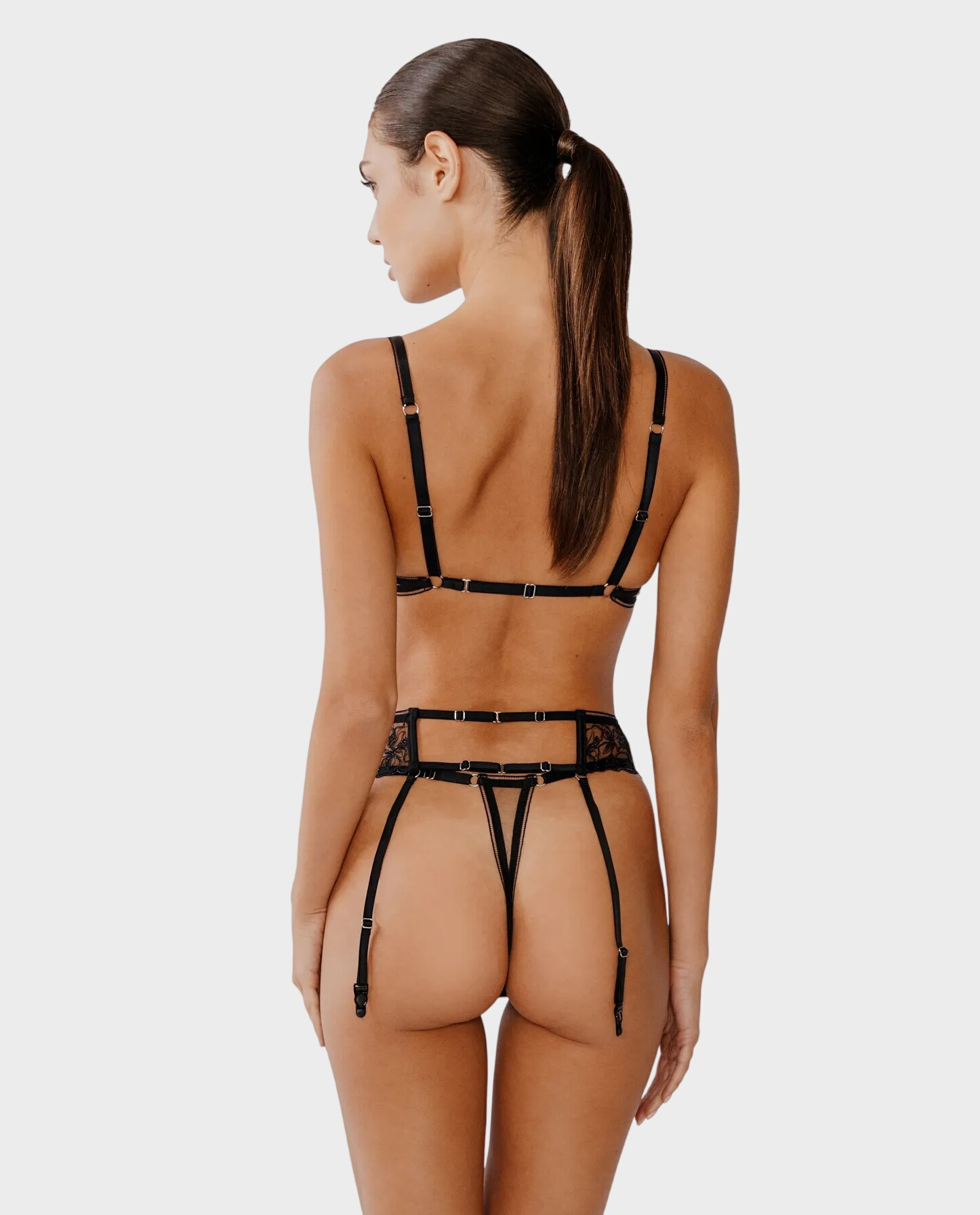 Czarne stringi z haftem Rose - Image #4