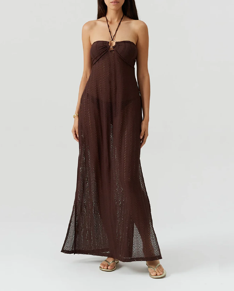 Brązowa sukienka maxi Harriet