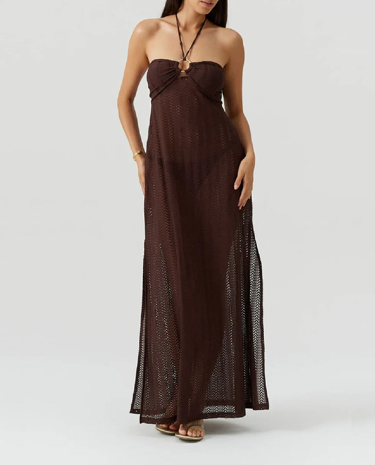 Brązowa sukienka maxi Harriet - Image #2
