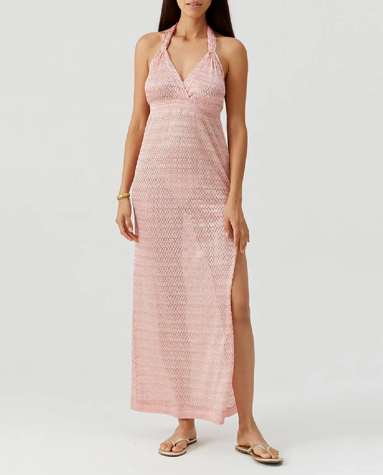 Jasnoróżowa sukienka maxi Mariah