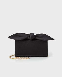 Czarna satynowa kopertówka Bow Tie Mini - Image #0