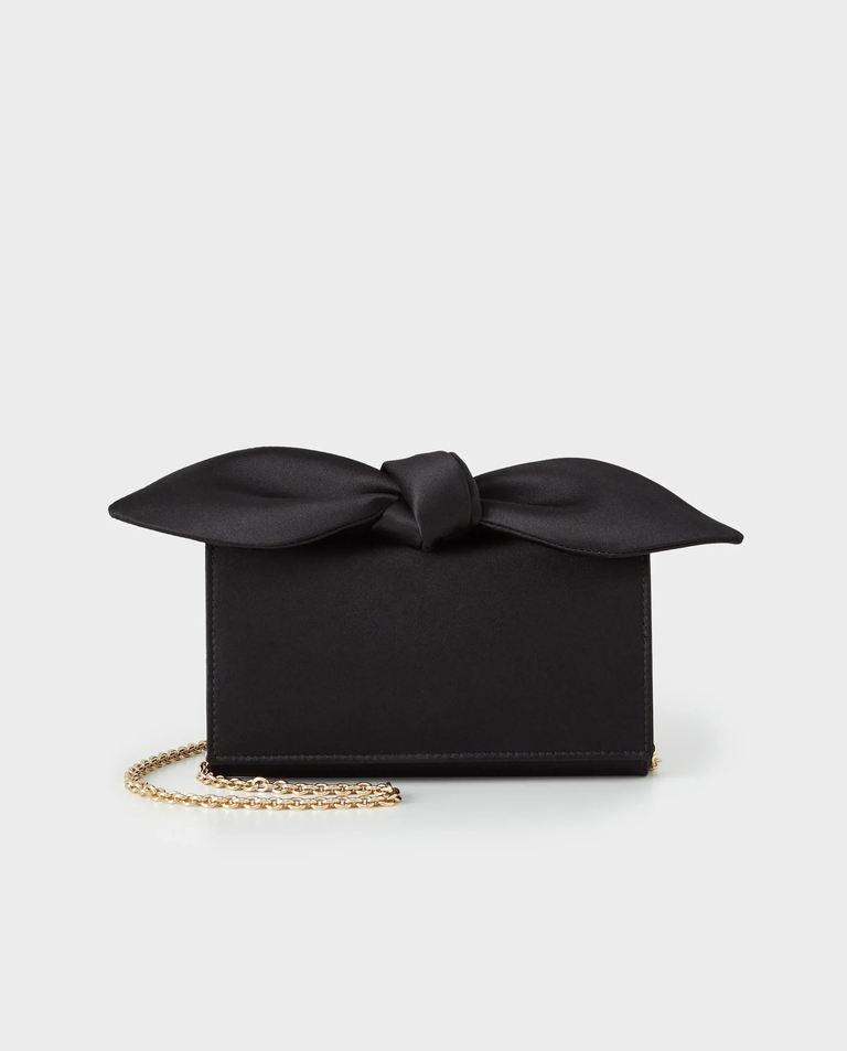 Czarna satynowa kopertówka Bow Tie Mini