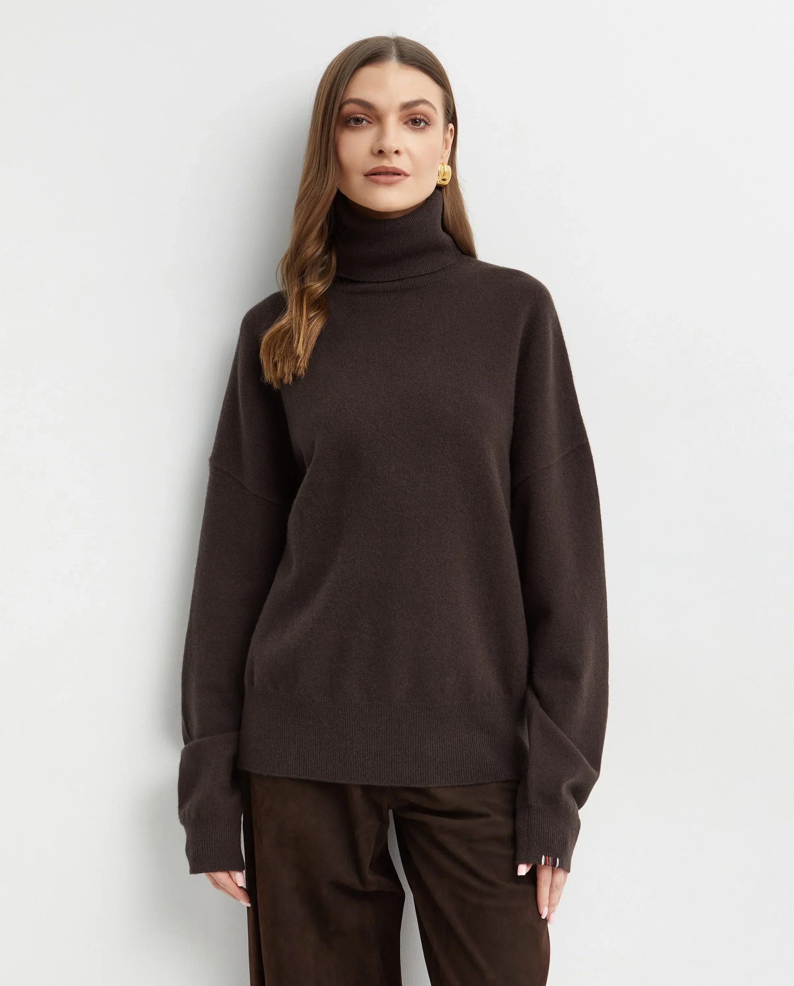 Ciemnobrązowy kaszmirowy golf Jill - Image #0